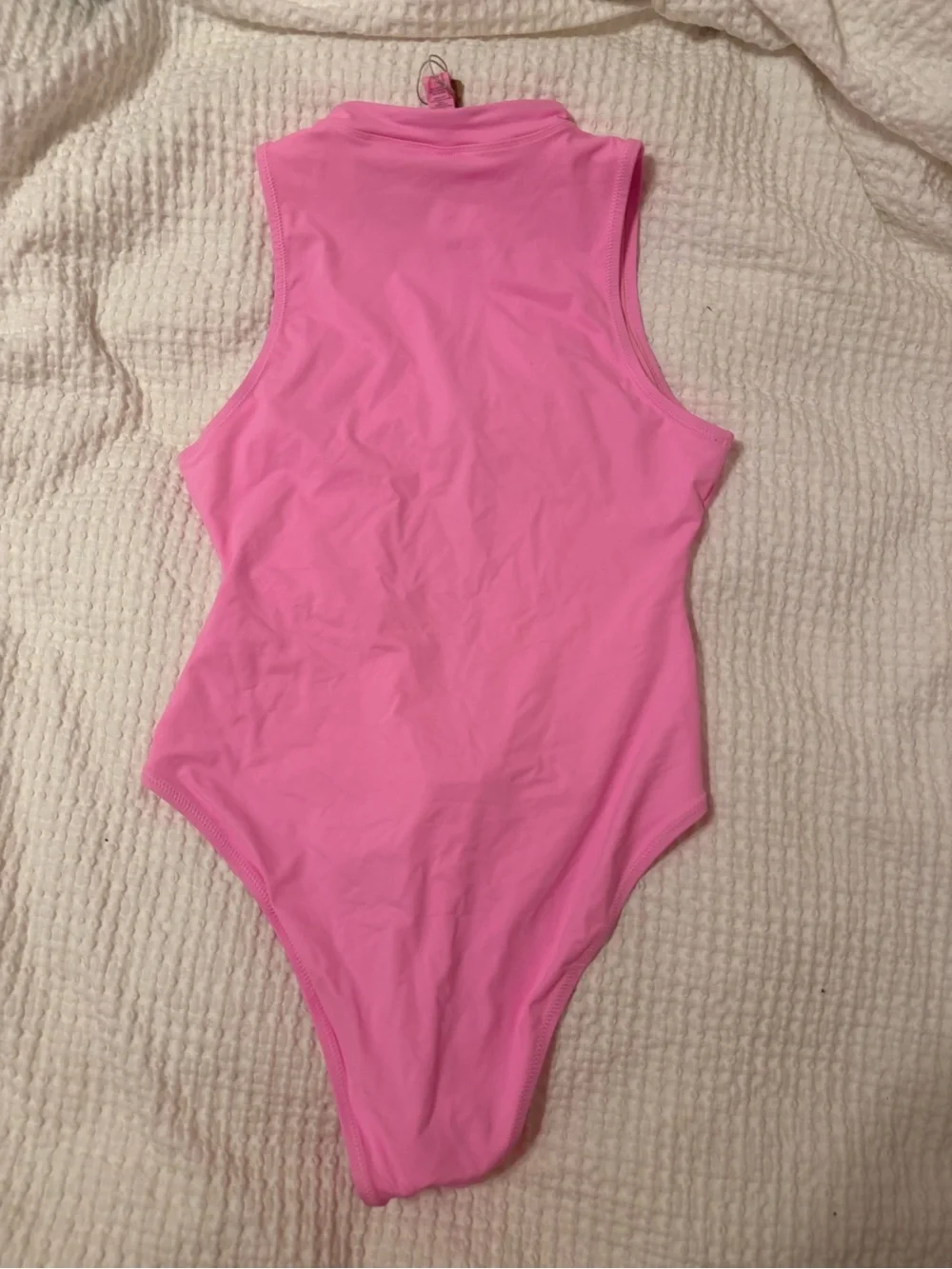 Skims Women's Pink Zip-Front One-Piece Swimsuit Light Pink size Large